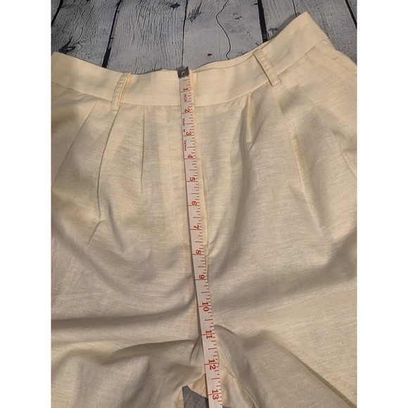 Light Butter Yellow Linen High Rise Trouser Pants Barrel Leg Sz XS - Picture 8 of 8